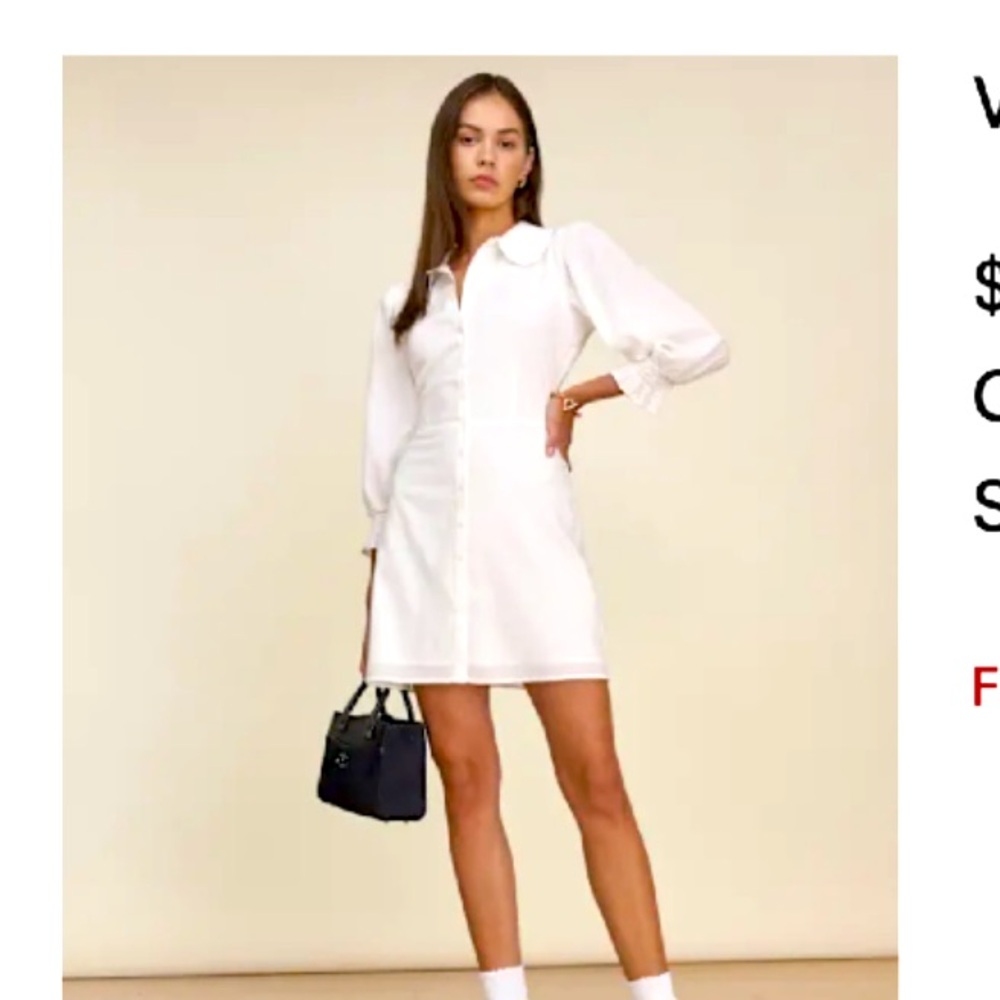 Reformation Violeta Dress White - Size 6